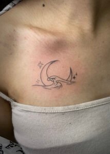 wave and moon tattoo
